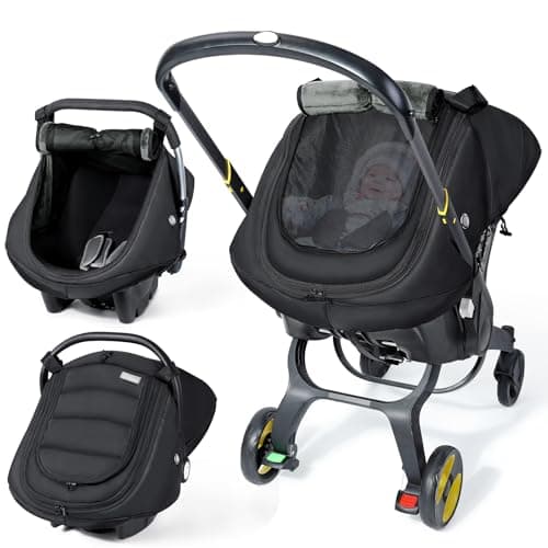 IvyWind Baby Car Seat Cover Universal Winter Carseat Cover for Babies with Breathable Mesh Window Cozy and Warm Infant Car Seat Covers for Cold Weather KickProof Carseat Canopy for Boy Girl Black