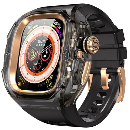 for Apple Watch Ultra 321 49mm Case Rugged Case with Band for Apple Watch 49mm OneClick Open Design and Military Grade Shockproof Bumper Cover for Men and Women Black and Rose Gold