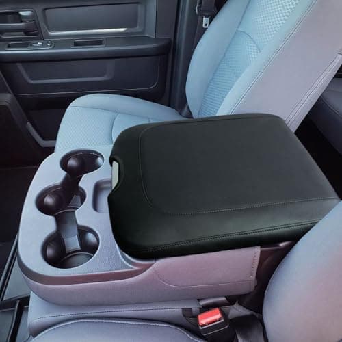 Zxiaochun Center Console Cover Compatible with 2013-2018 Dodge Ram 1500/2500/3500 and 2013-2024 Ram 1500/2500/3500 Classic Models Accessories, Armrest Lid Leather Protective Cover(Black)