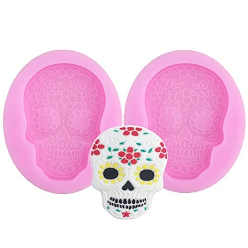 HengKe 2 Piece funny Skull Silicone Moulds for Cake Decoration Sugarcraft Cupcake Topper SoapCrafting Projects Cookie Decor JewelryChocolate Pastry Polymer Clay Epoxy Resin