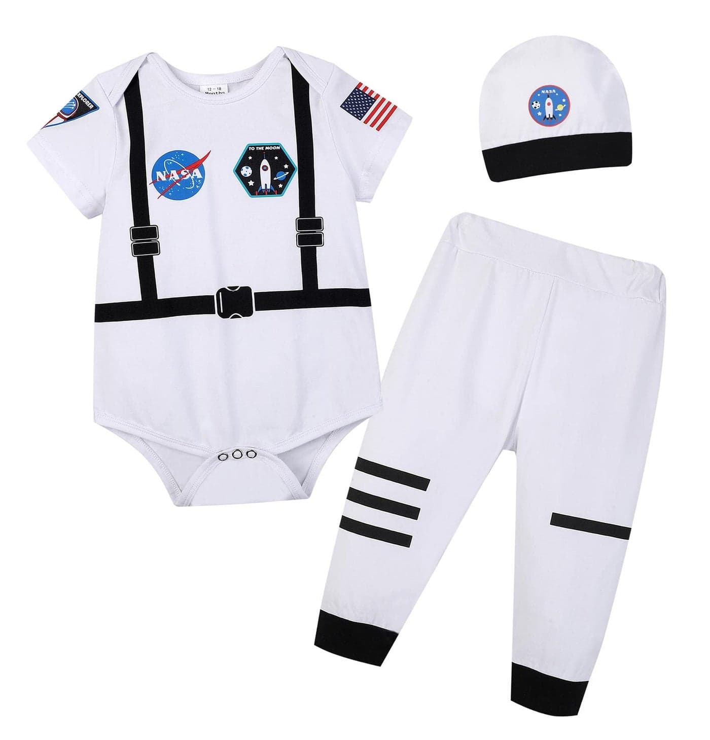 Zusnxaxe Newborn Baby Boys Girls Halloween Outfit Astronaut Costume for Children Baby Spacesuit with hat Birthday Gifts Sleep Pajamas Summer