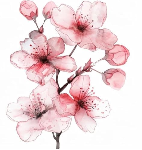 White Cherry Blossom Car Sticker Decal Sakura Blossom Flower Branch Tree Car Decor for Window Bumper Mirror Watercolor Blossom Vine Flower Sticker 1PC 2