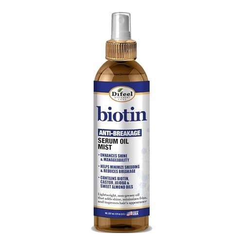 Difeel Biotin AntiBreakage Serum Oil Mist 8 oz Nourishing AntiFrizz Serum Lighweight Hair Oil Mist for Frizz and Hair Breakage Improves Shine