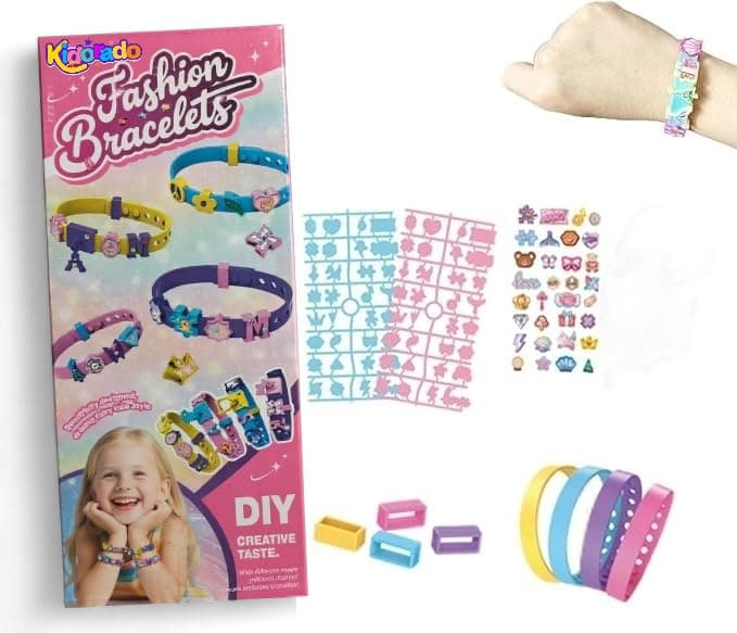 Kidorado Jewelry Making Kit for Girls – Bracelet Making Craft Set for Kids Ages 4–9 | Create 4 Fashion Bracelets | Arts & Crafts DIY Toy | Birthday & Return Gift for Girls