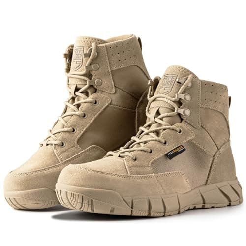 FREE SOLDIER Waterproof Hiking Work Boots Men's Tactical Boots 6 Inches Lightweight Military Boots Breathable Desert Boots(Tan 9)