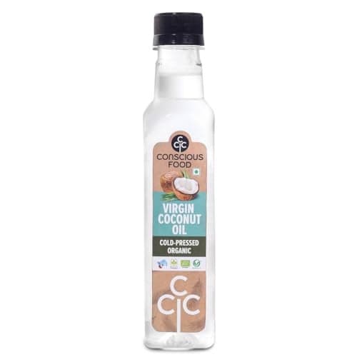 Conscious Food Cold Pressed Virgin Coconut Oil | 250ml | Certified Organic | For Cooking, Hair Health and Skin Care | Good for Oil Pulling