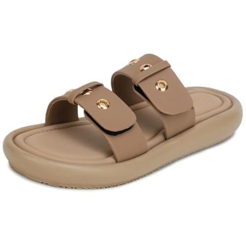 TRASE Slippers for Woman | Stylish Flat Chappals for Women with Soft Cushioned Insole | Adjustable Double Strap Footwear for Girls & Ladies | Comfortable for Office & Home Use (Beige, 3 UK)