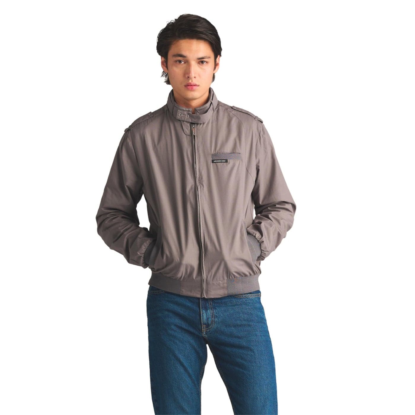 Members Only Mens Classic Iconic Racer Slim Fit Jacket Grey Large
