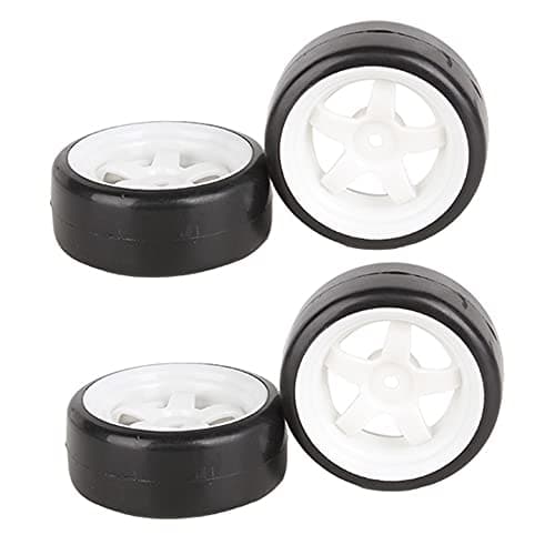 BQLZR 5 Spoke White Wheel Rim Tyre Tires WhiteBlack for RC 110 Drift Car On Road Car Pack Of 4