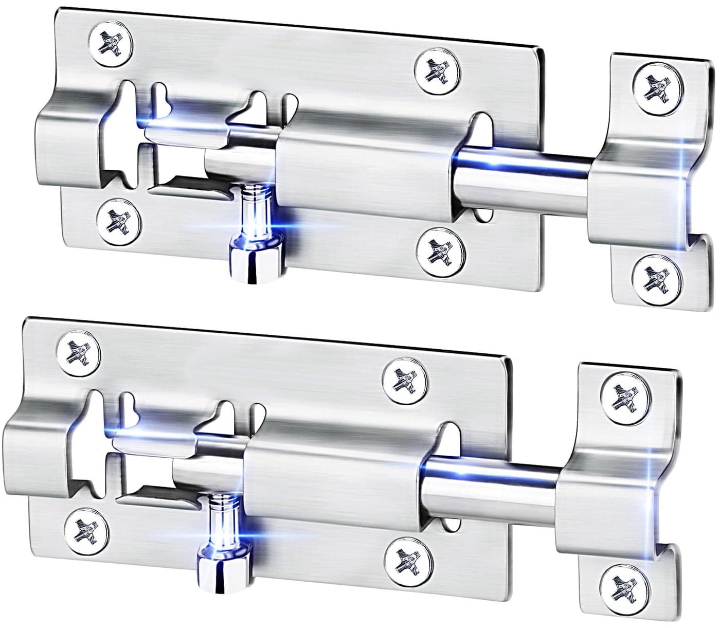 FATLODA 2 Pack Barrel Bolt Latch 3 Inches Slide Latch Lock Thickened Stainless Steel Sliding Locks for Door Brushed Finish Sliding Bolt Lock Latches with 12PCS Screws
