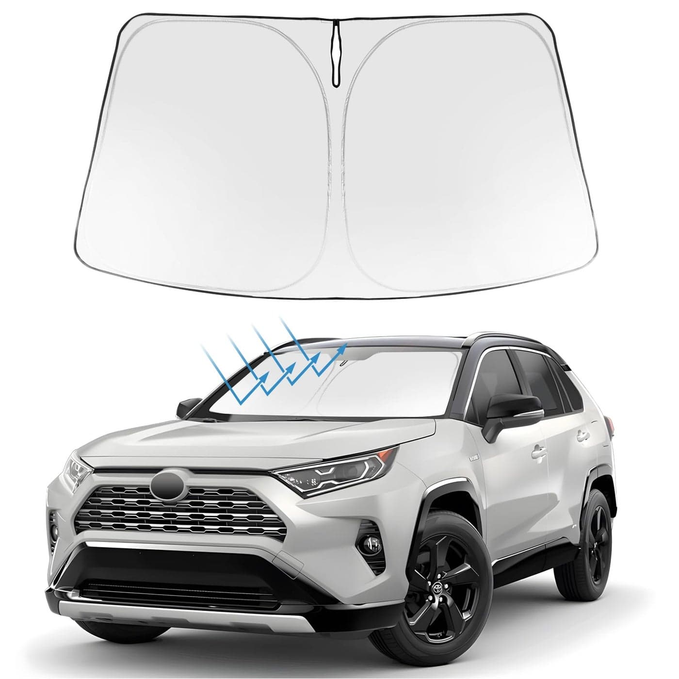 Proadsy 2025 Upgrade Front Windshield Sun Shade Foldable RAV4 Sunshade Protector Custom Fit 20192025 RAV4 SUV Crossover TRD OffRoad LE XLE Premium Limited XSE Hybrid Adventure Prime Accessories