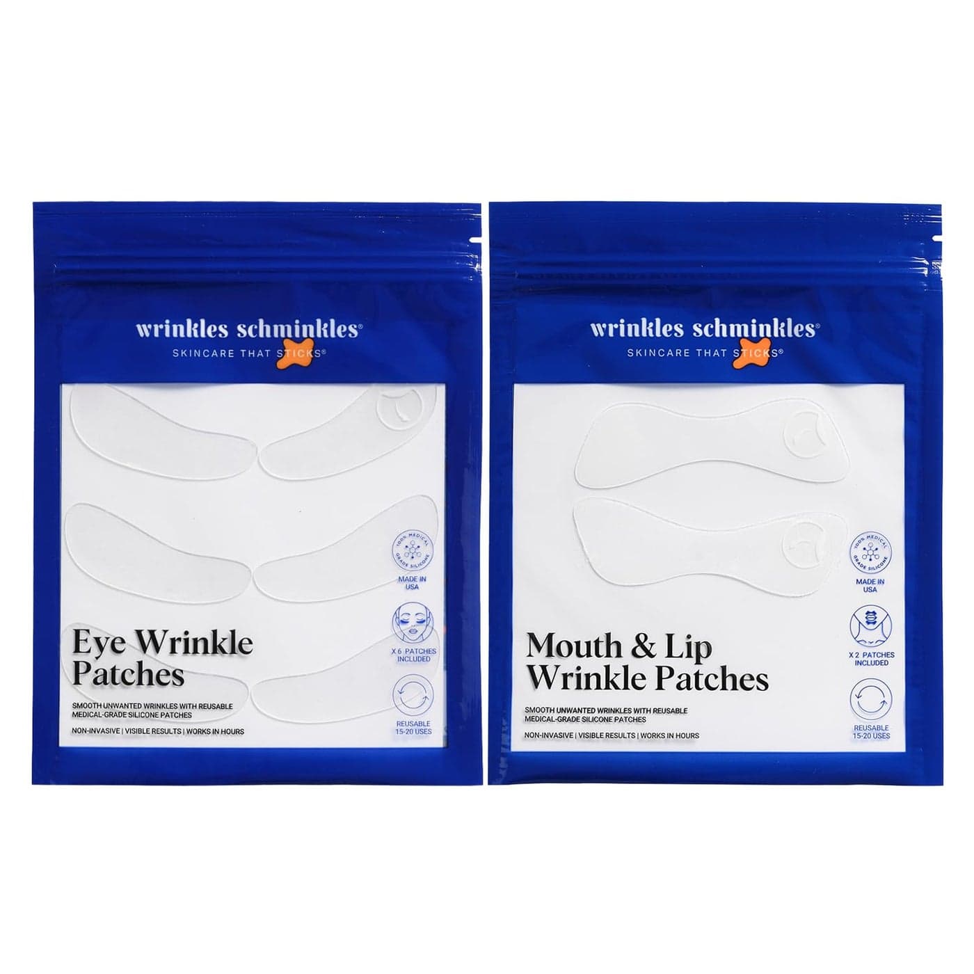 Wrinkles Schminkles Eye Mouth Lift Set Mouth Lip Wrinkle Patch 2Pack Eye Wrinkle Patches 3Pairs Reusable Medical Grade Silicone Patches