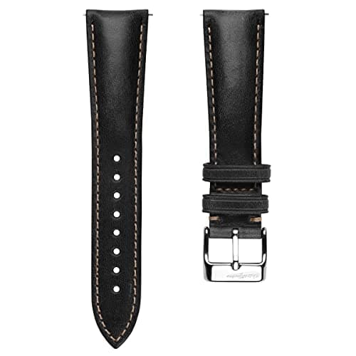 WatchGecko Vintage Highley Certified Genuine Italian Leather Replacement Watch Strap Stylish and Durable Mens Wristwatch Strap Padded for Comfort Easy to fit Black 20 mm