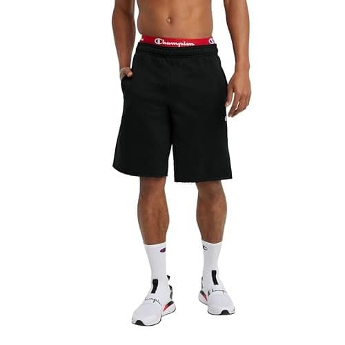 Champion mens 10" Fleece Short, Left Sleeve C Shorts, Black-549314, Large US
