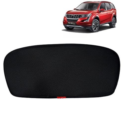 Kingsway® Cotton Mesh XUV 500 Car Sun Shade Rear Windshield Non Magnetic Fix Type Curtain for 2018 to 2021 Model, Compatible with Mahindra XUV 500 Only, Car Dicky Sunshade, Black, 1 Piece