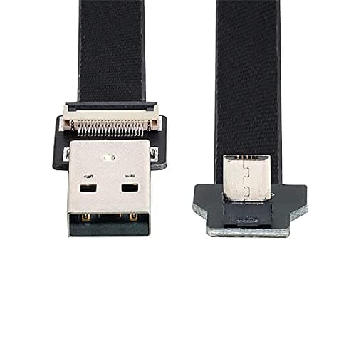 Xiwai 05M Up Angled USB 20 TypeA Male to Micro USB 5Pin Male Data Flat Slim FPC Cable for FPV Disk Phone