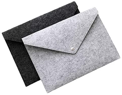 GREENSHEEP Felt Document Folders - Portable File Holder Document Organizer with Button Closure for Office, School, Stationery, Pack of 2 (Grey and Dark Grey)