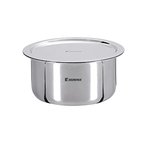 Bergner Tripro Triply 24 cm Cauldron/Tope/Handi/Patila, 5.8 L Capacity, Stainless Steel Lid, For Grains/Soups/Canning/Desserts/Broth, Multi-Layered Polish Surface, Induction & Gas Ready, 5-Year Warranty