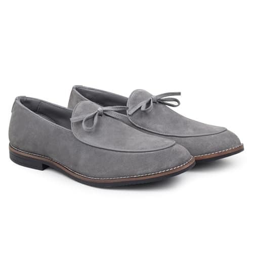 YOHO Lofos Men 007 | Suede Slip-On Loafers | Stylish, Flexible Shoes with Footpharma Footbed | Comfortable Party, Office & Casual Footwear | Dove Grey - UK 8
