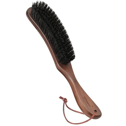 BFWood Clothes Brush Boar Bristle Lint Brush for Suits Cashmere Wool Velvet Suede and Pet Hair Large Black Walnut Wood Handle