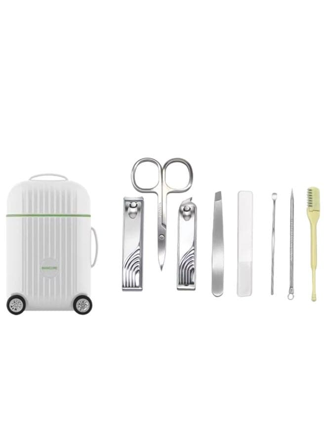 Safe Manicure & Pedicure Kit – 8-Piece Nail Clipper Set with Mini 4-Wheel Travel Trolley, Perfect for Kids and Adults, Home and Travel Use