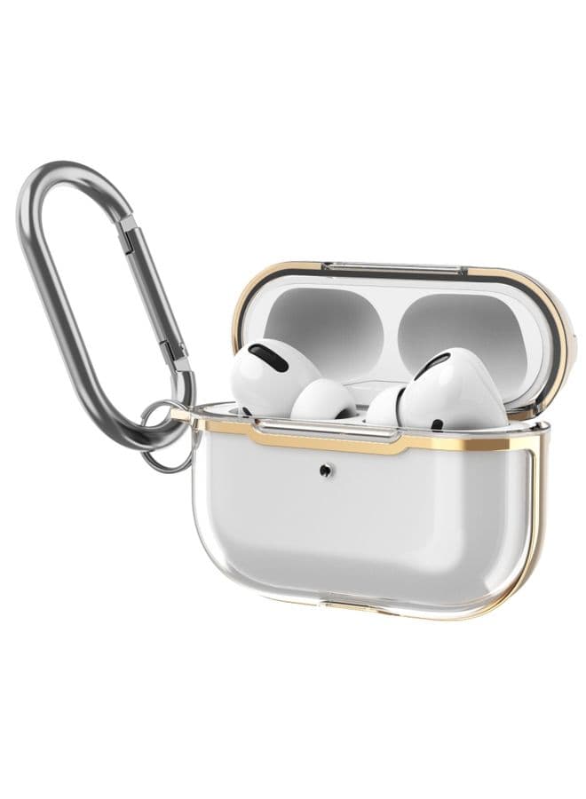 Case Cover DDEHY668 Electroplated Transparent Silicone + PC Protective Cover For AirPods Pro Transparent + Gold