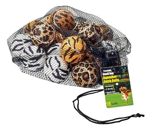 Unique Sports Small Dog Animal Print Mini Tennis Fetch Balls Squeaker Ball Dog Toy 18 Pack
