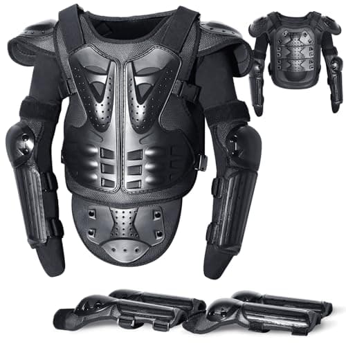 StarknightMT Upgraded Kids Motorcycle Armor Suit Teen Dirt Bike Gear Riding Protective Set for Cycling, Skateboarding, Skiing, Skating, Off-Road (Black)