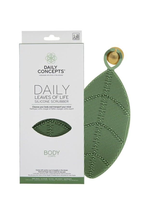 Daily Leaves of Life Body Silicone Scrubber - The Silicone Bristles Exfoliate, Cleanse and Massage Your Chest, Shoulders, Arms, Legs and Back to Leave Your Skin Feeling Fresh, Clean and Smooth