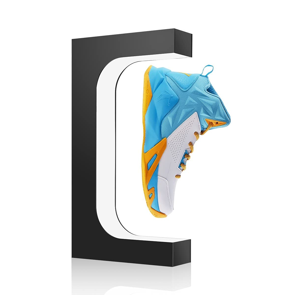 Yegvea 360Rotation Floating Shoe Display Stand Magnetic Levitation Sneaker Rack with LED Light Sneaker levitating shoe shelf for Storefront Home DecorAdvertising Exhibition Shoe Store Show