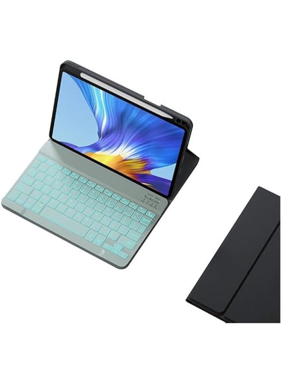 English u0026 Arabic Language Keyboard Case for Honor Pad X8a 11 Inch (2024),Seven-Color Backlit Bluetooth Split Removable Keyboard u0026 Leather Tablet Protective Cover