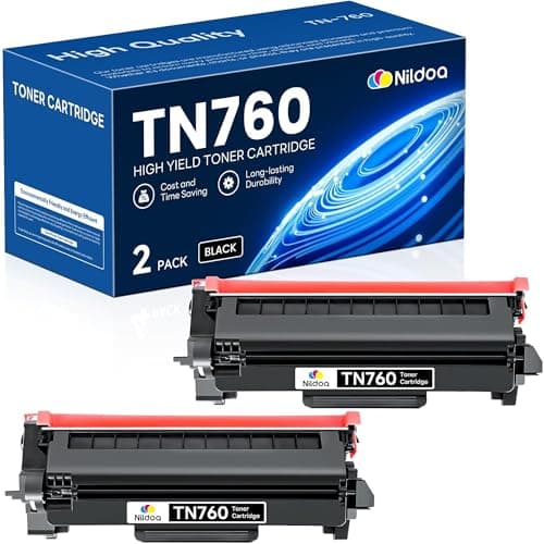 TN760 TN760 Toner Cartridge High Yield Black Replacement for Brother TN760 TN760 MFCL2750DW HLL2390DW MFCL2710DW HLL2350DW Printer Ink TN7602PK