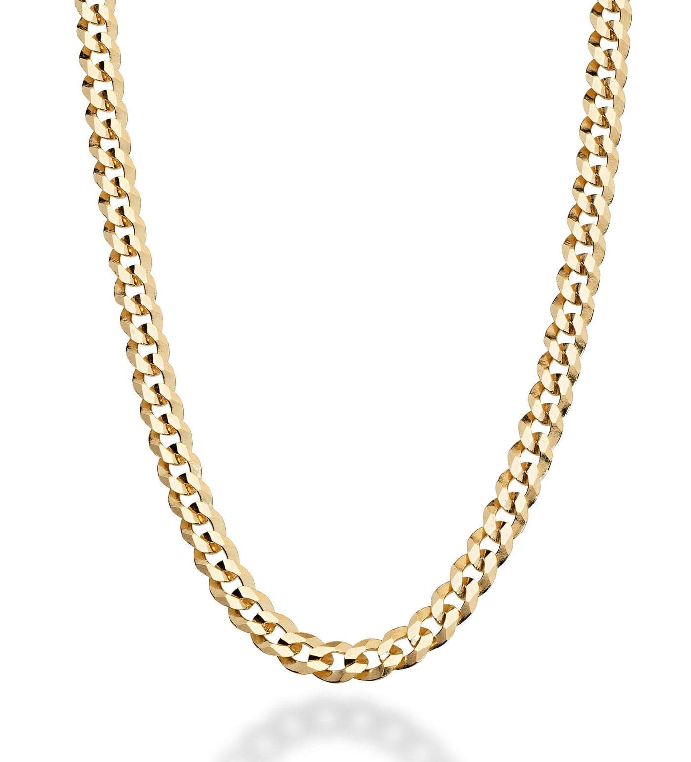 Miabella Italian 18K Gold Plated 925 Sterling Silver 5mm Diamond-Cut Cuban Link Curb Chain Necklace for Women Men, Made in Italy (22 Inches)