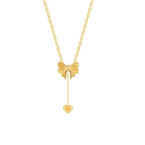 NAITRA 18K Gold Plated Sweetheart Bow Necklace for Women | Waterproof and Anti Tarnish Demifine Jewelry | Gifts for Women & Girls | 1 Year Warranty*