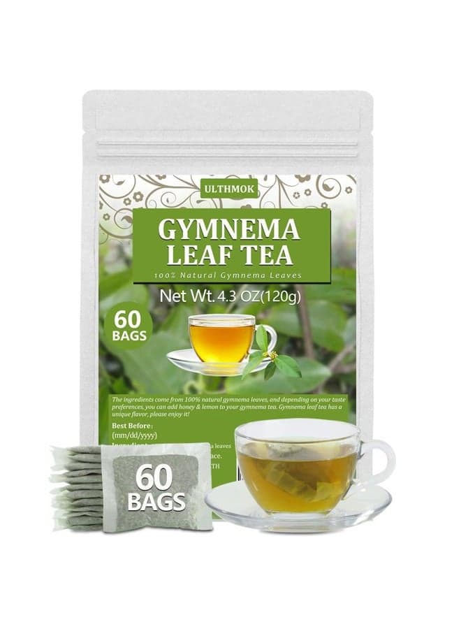 Premium 60 Gymnema Leaf Tea Bags, Made with 100% Natural Gymnema Leaves, for Diabetics, No Additives & Caffeine Free & Sugar Free.