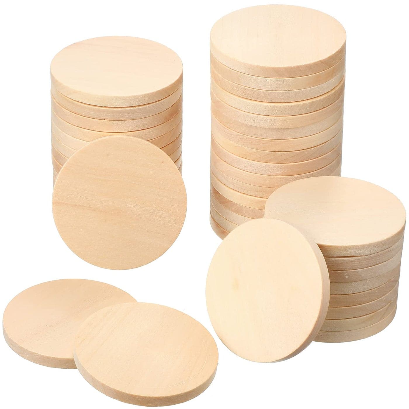 50 PCS 2 Inch Natural Slices 02 Inch Thick Wood Blank Round Wood Discs for DIY Crafts Projects