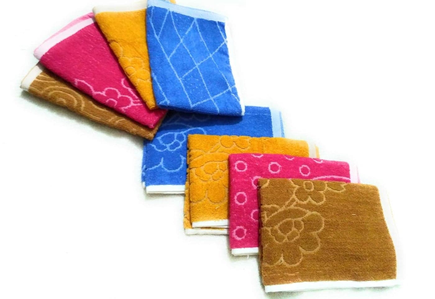Cotton Colors Floral Design Hand Towels (Medium, Multicolor, Pack of 8)_t046