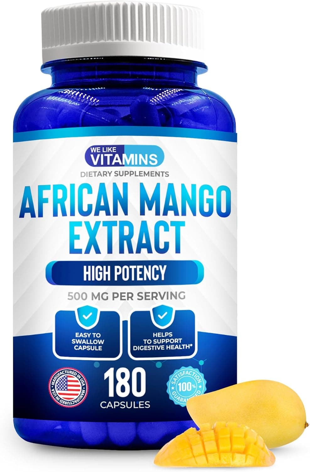 We Like Vitamins African Mango Extract 500mg 5000mg Equivalent 101180 Capsules 6 Month Supply of African Mango Capsules Supports Metabolism of Fat and Digestive Health
