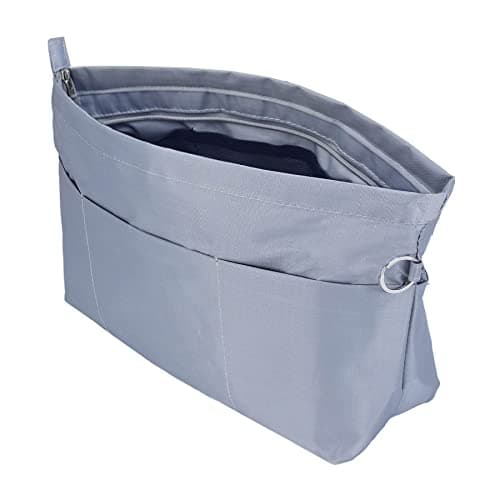 Time Wing Handbag Tote Purse Organizer Insert Bag Liner Shaper Divider Zipper 11 Pockets Compartments Medium Grey