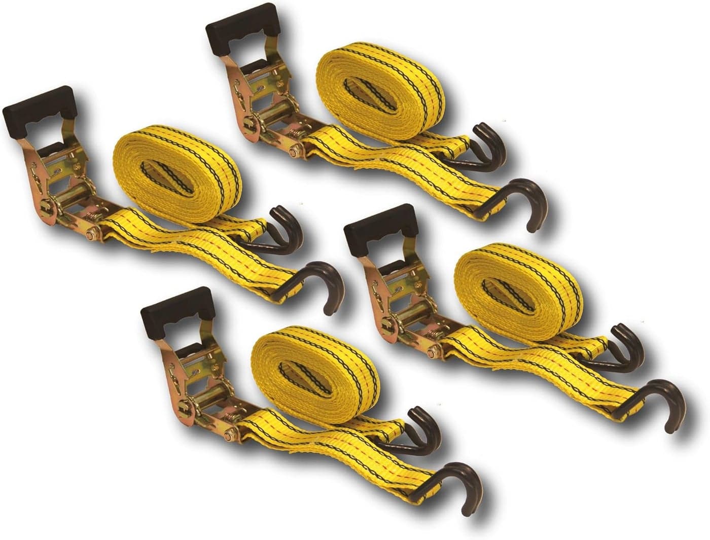 HFS Heavy Duty Ratchet Cargo Tie Down Straps - 4 Pack