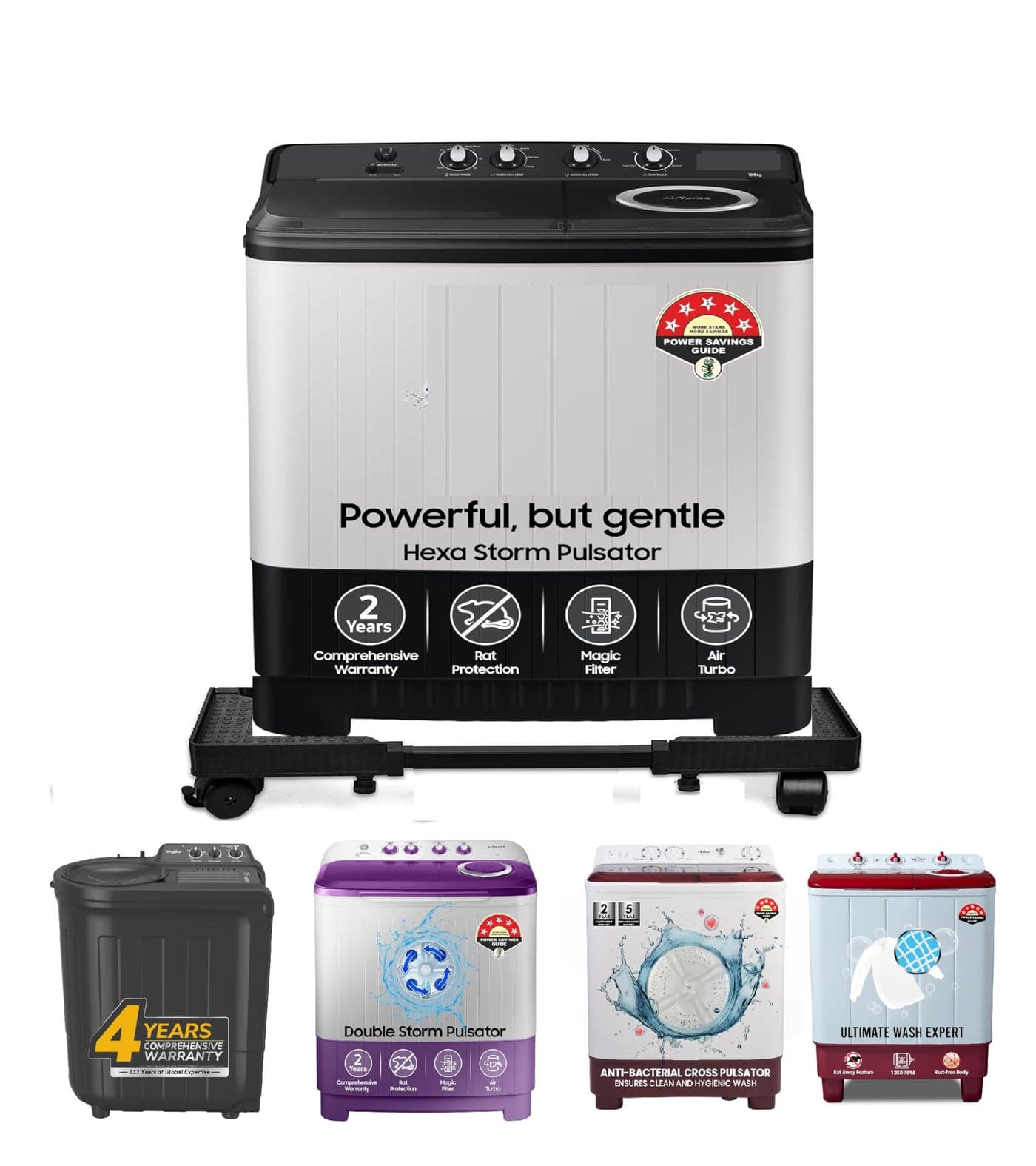 PM Semi-Automatic Washing Machine Stand/Trolley Heavy Duty Anti-Rust 210 Kg Load Capacity 360 Degree Movable Adjustable Size (Min:18 X 25 Inches, Max:25 X 35 Inches) (Manual Washing Machine)