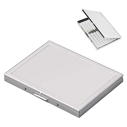 Stainless Steel Extra Slim Cigarette Case Metal Cigarette Holder Case for 100's and 84's (Silver (Concave))