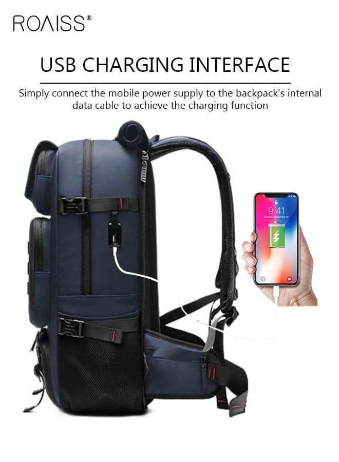 Multifunctional Travel Backpack with 17.3-inch Laptop and Shoes Compartment, Large Capacity Hiking Bag with USB Charging Port, Waterproof Carry On Weekender Bag with Anti-theft Spring Buckle, Suitable for Daily Commute, Overnight Flight and 5-7 Day Trips