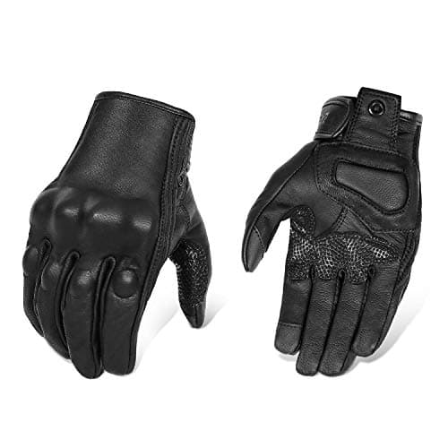 Updated Full Finger Mens Leather Motorcycle Gloves Touchscreen Armored Motorbike Gloves UpdatedNonPerforated S