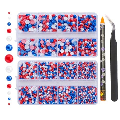 6540PCS Mix Color Resin Flat Back Pearls RhinestonesMixed Size 23456810mm Half Round Pearl Beads Nail Gems Rhinestone with Tweezers and Picker Pencil for Crafts Nail DIY Decoration