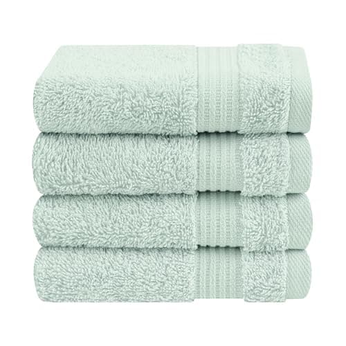 Cotton Paradise 100% Cotton Turkish Washcloth Set for Bathroom, 4 Piece Soft Absorbent Small Hand Face Towels Wash Rags, Mint