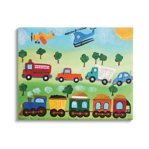 Stupell Industries The Kids Room by Stupell Planes, Trains, and Automobiles, Designed By nJoyArt, 20 x 16, Canvas Wall Art
