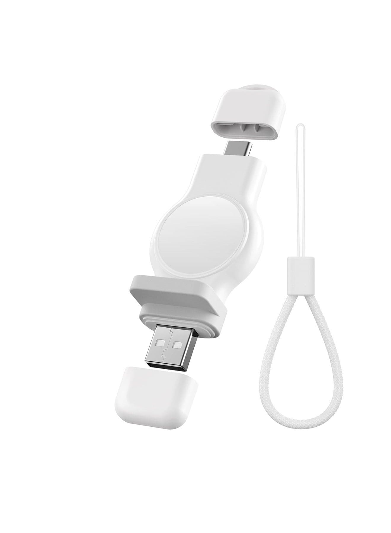 Portable Apple Watch Charger, Wireless Charger for iWatch with USB-A USB-C Fast Charging Magnetic Cordless Travel Charger for Apple Watch Series 7 6 5 4 3 2, White