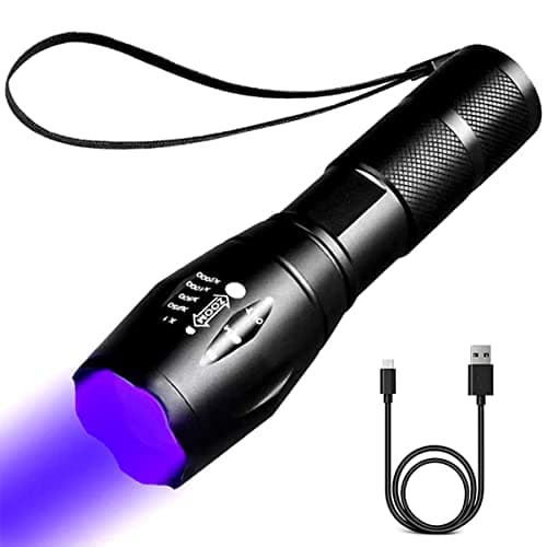 YZYOE Rechargeable Black Light UV Flashlights, Black Light Flashlight Mini, uv flashlights,Dry Stains, Bed Bug, Scorpion,395 nm LED Flashlight.