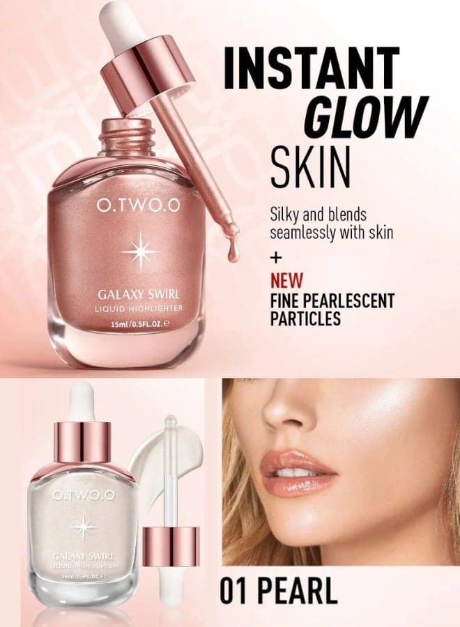 O TWO O Liquid Highlighter Face Cheek Makeup Natural Radiant Glow Shimmer Illuminator Long Lasting Lightweight Blendable Golden Pink Bronze